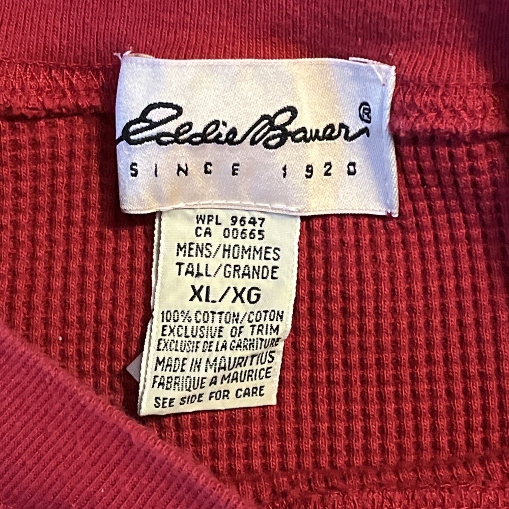 EDDIE‎ BAUER Men's Vintage  THERMAL Crew Neck Pullover XL/XG Waffle Shirt Henley - Picture 2 of 10
